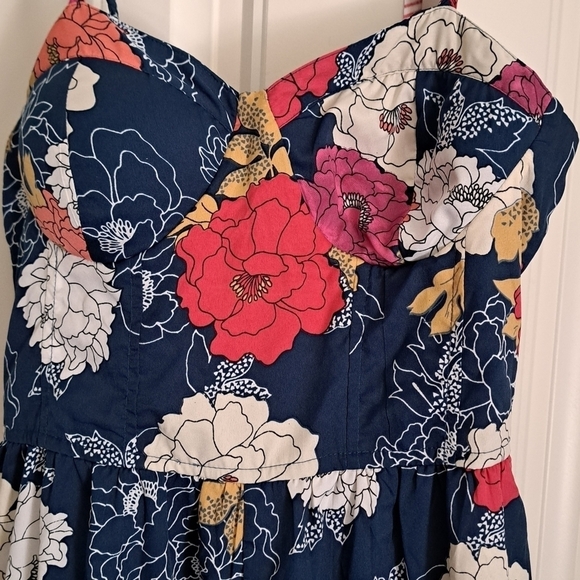 BAND OF THE FREE bold floral palazzo pant jumpsuit coastal lined padded top LG - Picture 5 of 10